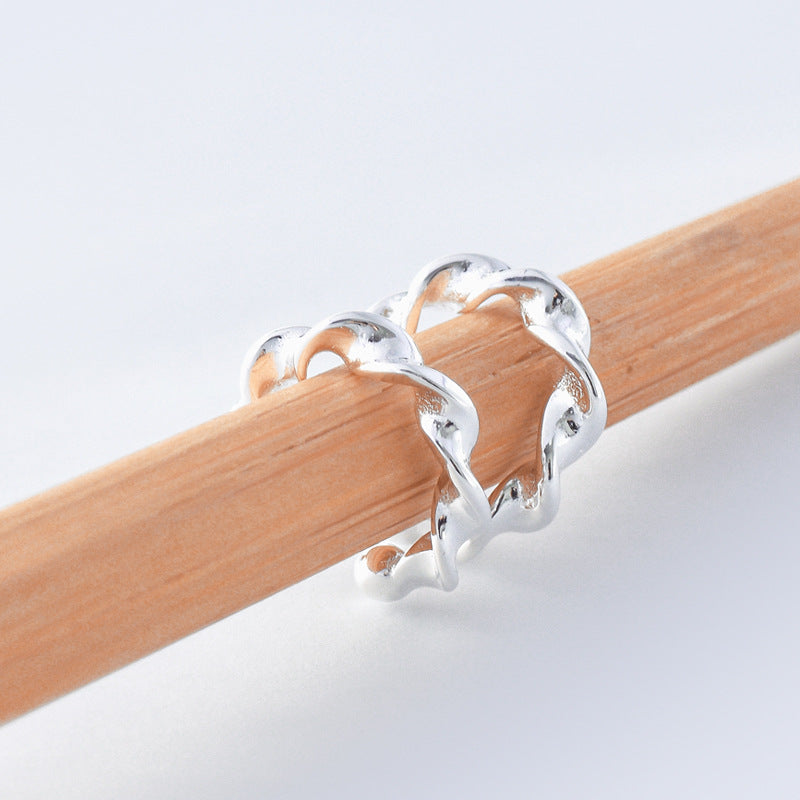 Mini Twist Wave Ear Clip Silver Earrings for Women