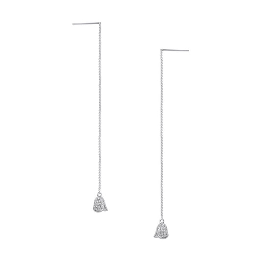 Zircon Flower Tassels Ear Line Silver Drop Earrings for Women