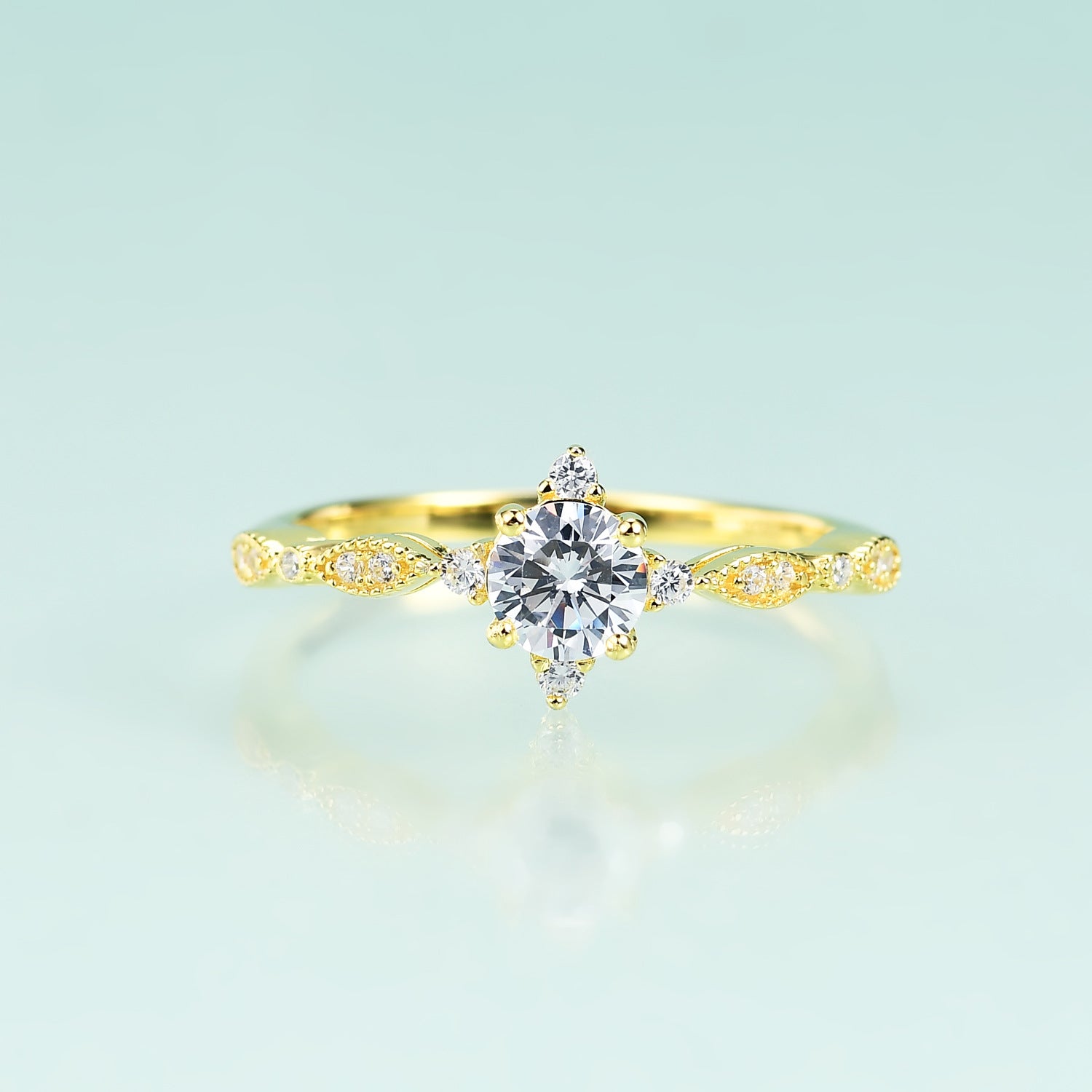 S925 Gold Ring With Diamonds Jubilee Jewelry S925 Sterling Silver