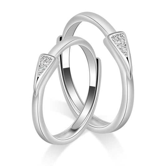 Triangle with Zircon Silver Couple Ring for Women