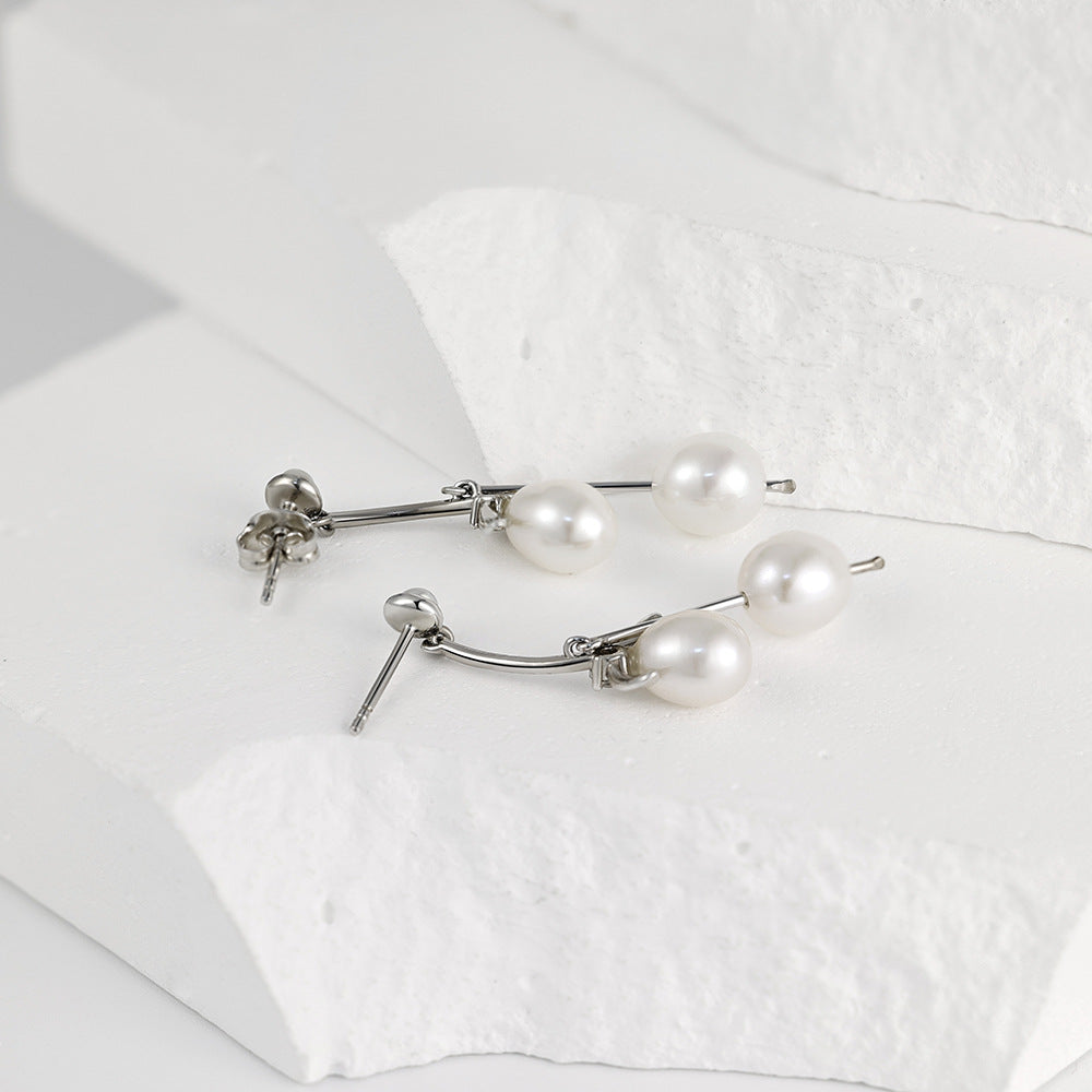 Pearl Branch Silver Drop Earrings for Women