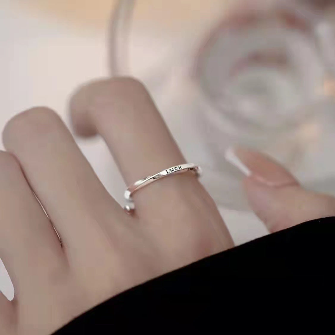 Luck Letter Mobius Silver Ring for Women