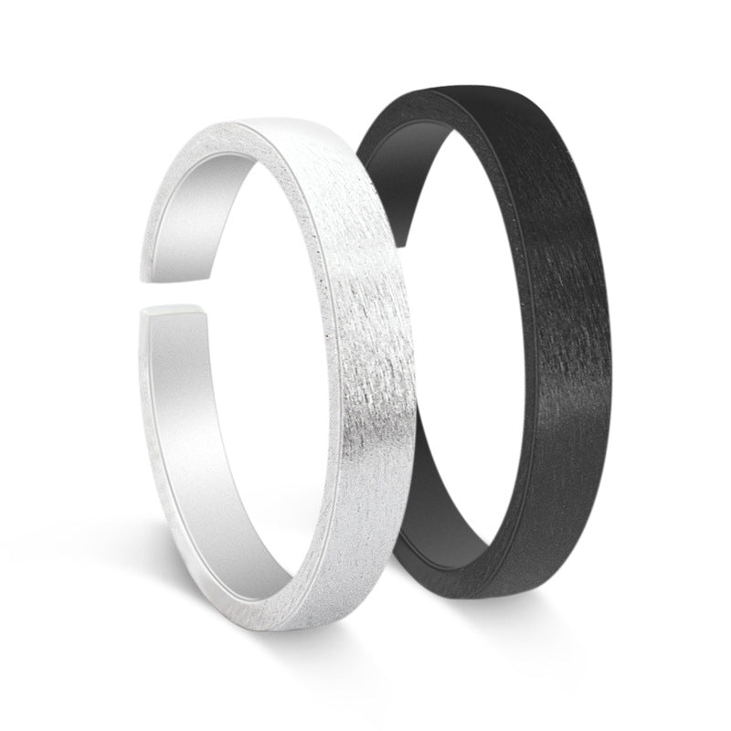 Brushed Silver Couple Ring for Women