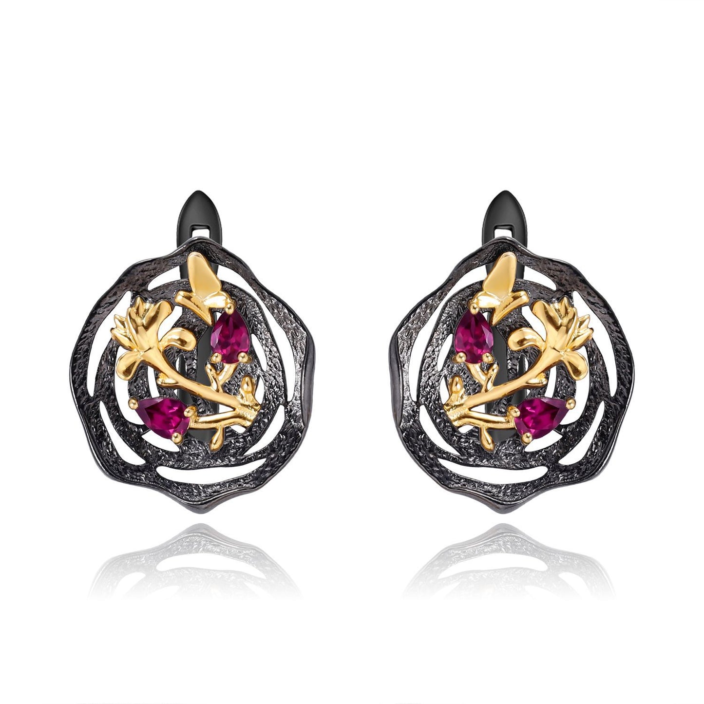 Colourful Gemstone Garden Silver Studs Earrings for Women