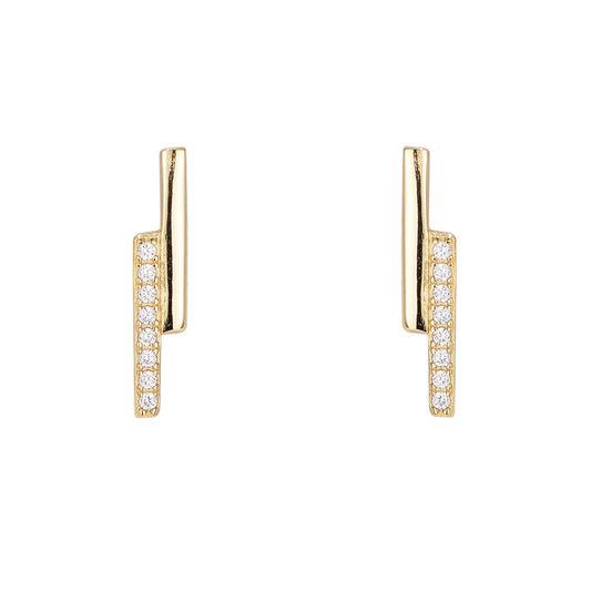 Double-row straight line with zircon silver studs earrings for women