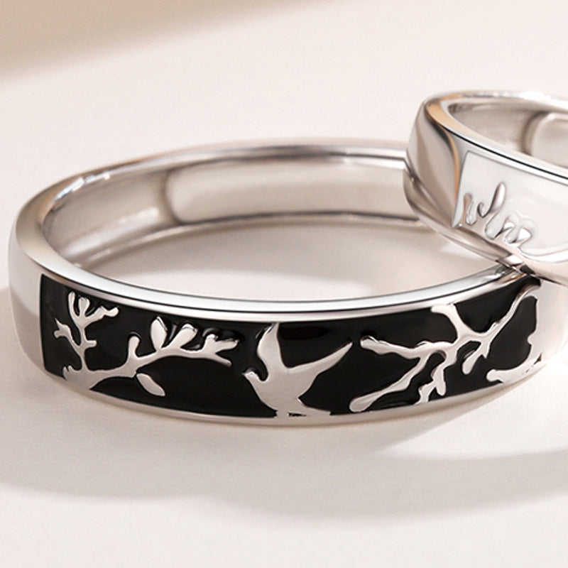 Bird and Fish Silver Couple Ring for Women