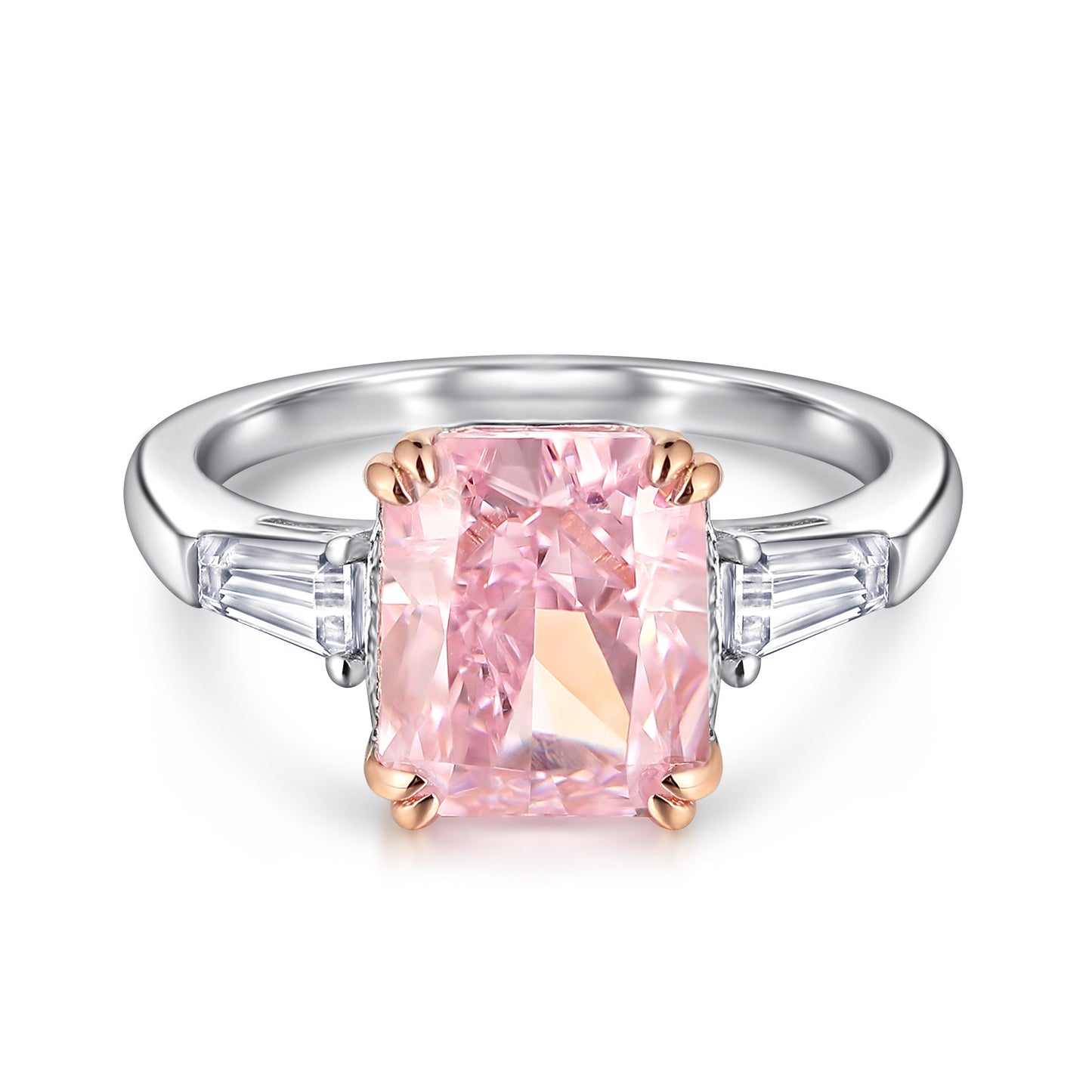 Barbie Pink Zircon Solitaire Silver Ring for Women