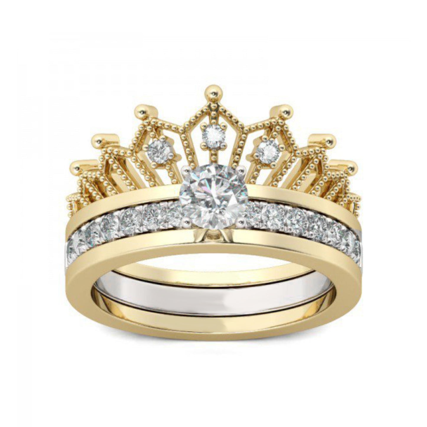 Luxury Crown Design Princess Style S925 Sterling Silver Zircon Ring for Women