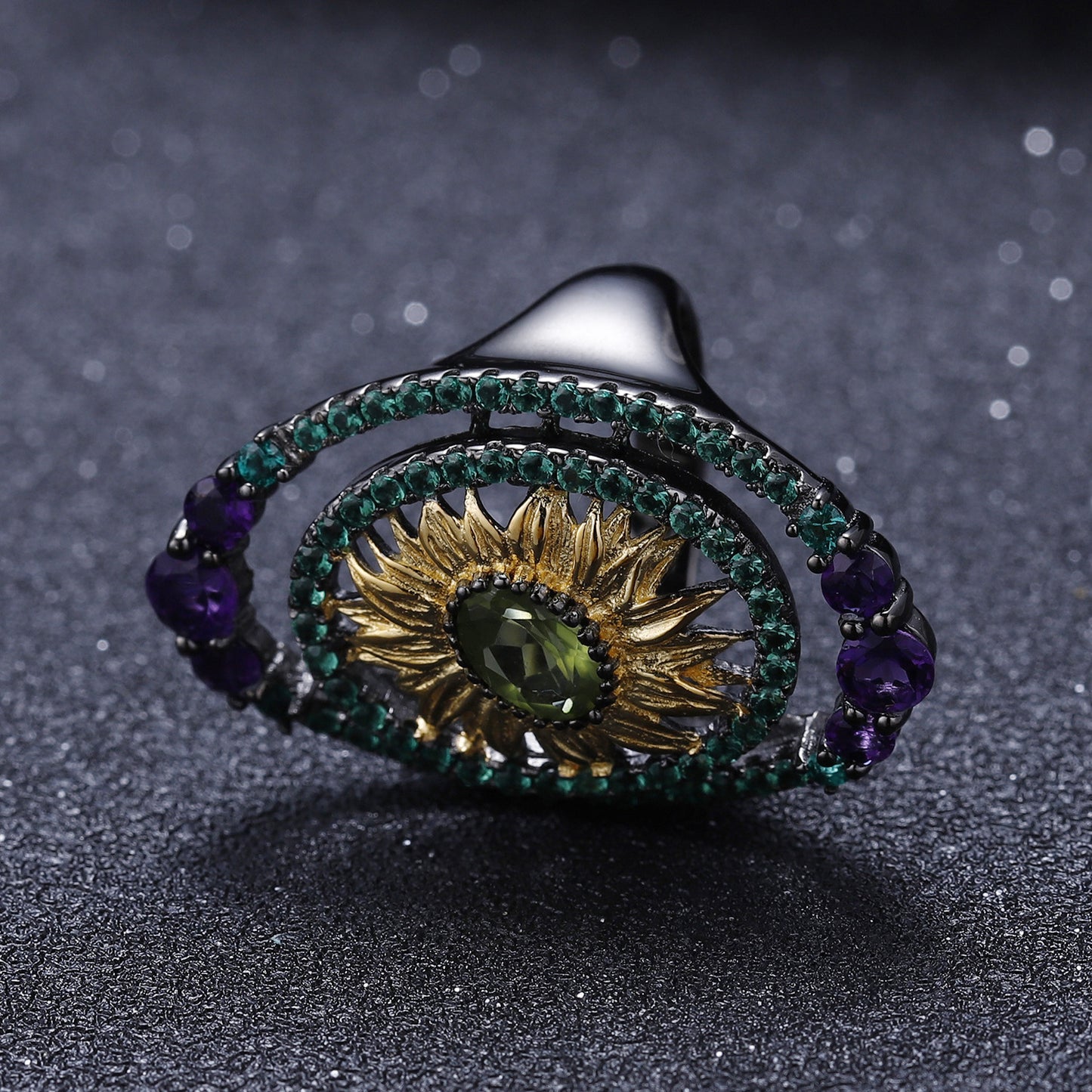 Italian Craft Wind Flower Treasure S925 Silver Ring for Women