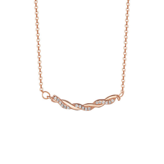 Zircon Kink Twist Pendant Silver Necklace for Women
