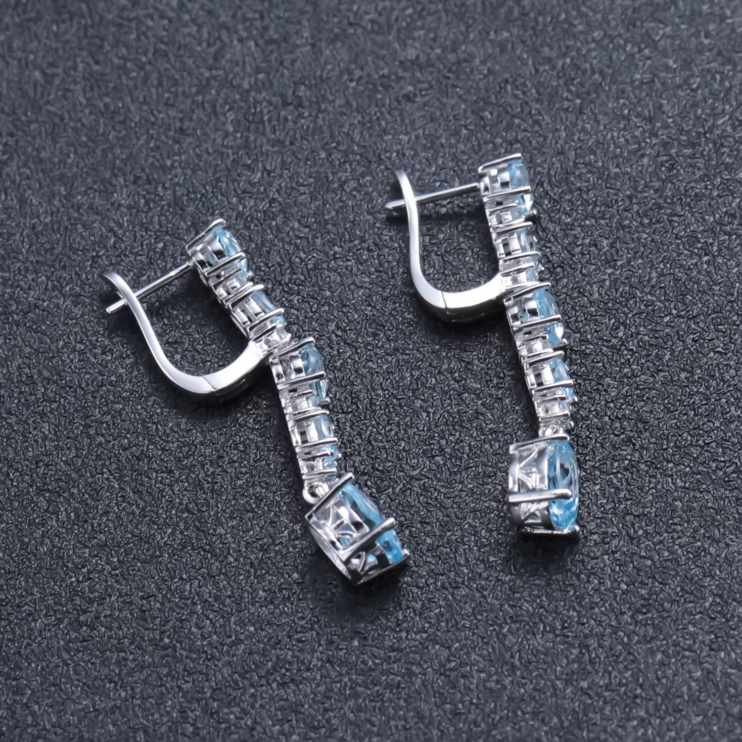 Natural Topaz String French Buckle Silver Drop Earrings for Women