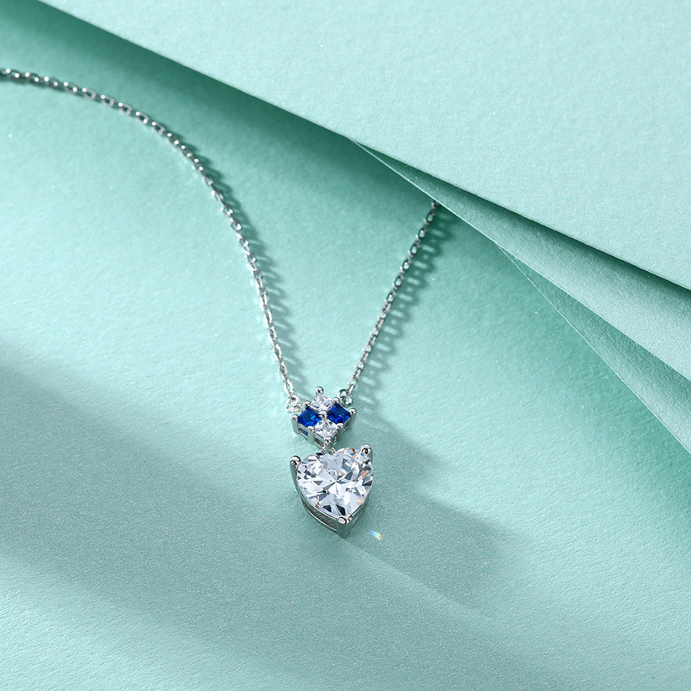 Heart Shape Zircon Pendant Silver Necklace for Women