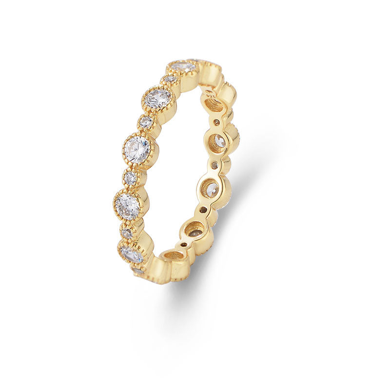 Round Zircon Sterling Silver Eternity Ring