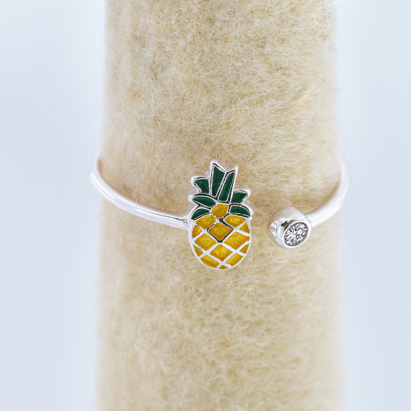 Little Pineapple with Zircon Silver Ring for Women