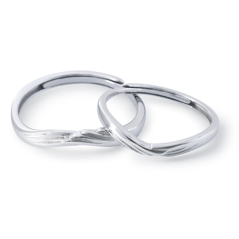 Wings Design Silver Couple Ring