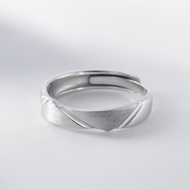 Irregular Lines Silver Couple Ring for Women