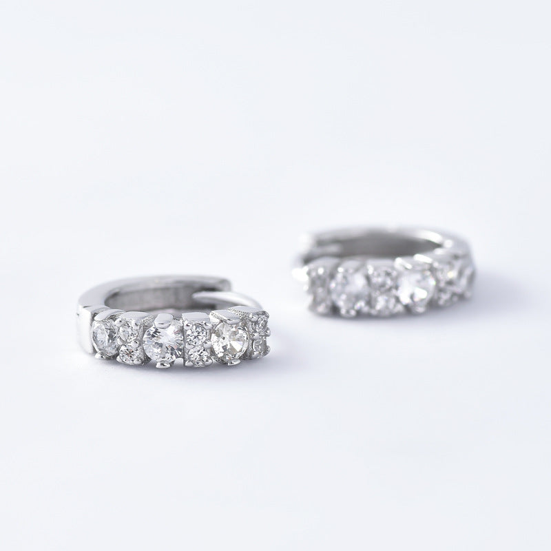 Zircon Silver Hoop Earrings for Women