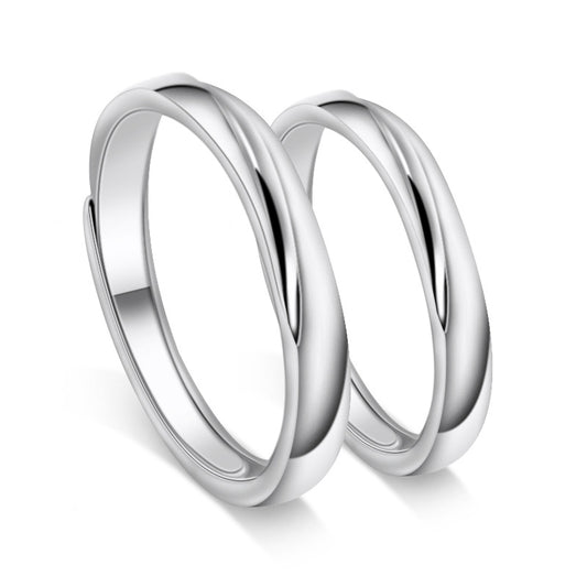 Curved Line Silver Couple Ring for Women