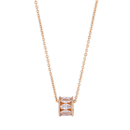 Single Row Marquise Zircon Ring Pendant Silver Necklace for Women
