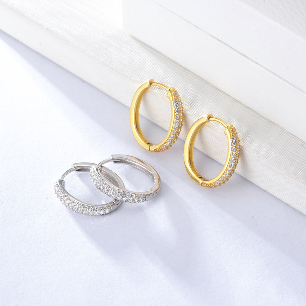 Zircon Circle Silver Studs Earrings for Women