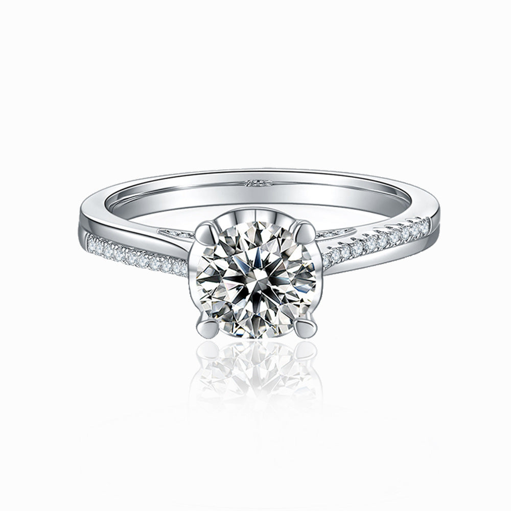 Cathedral Mermaid Four Prongs 1.0 Carat Moissanite Engagement Ring