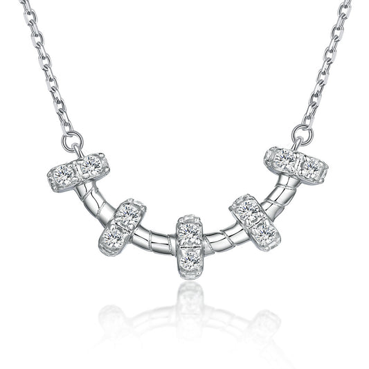 Zircon Screw Nail Pendant Silver Necklace for Women