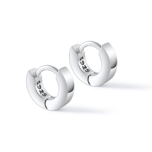 Mini Circle Plain Silver Hoop Earrings for Women