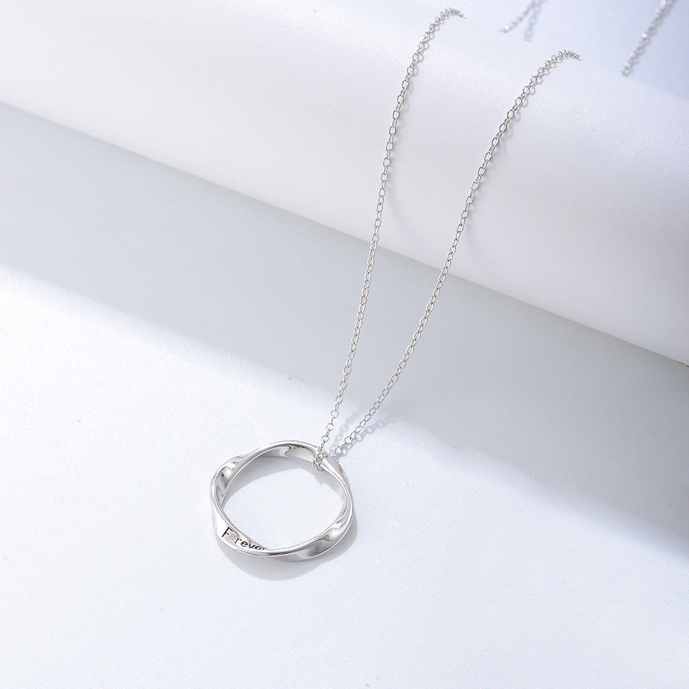 Mobius Circle Pendant Sterling Silver Necklace for Women