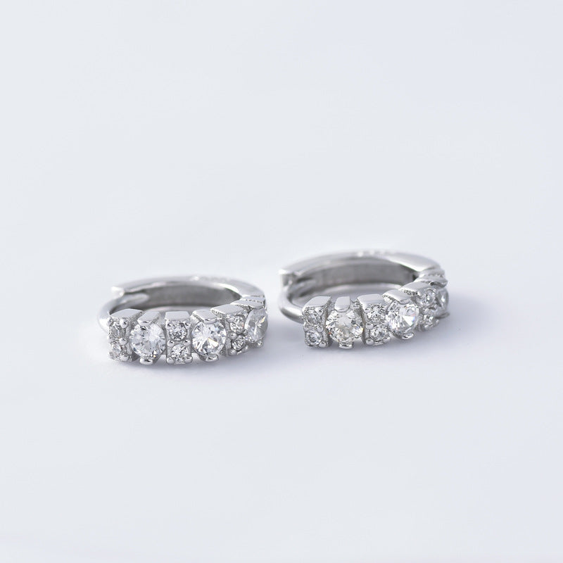 Zircon Silver Hoop Earrings for Women