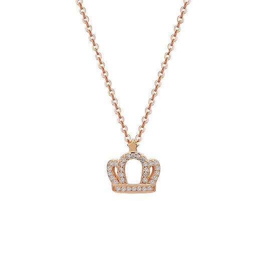 Zircon Crown Pendant Silver Necklace for Women