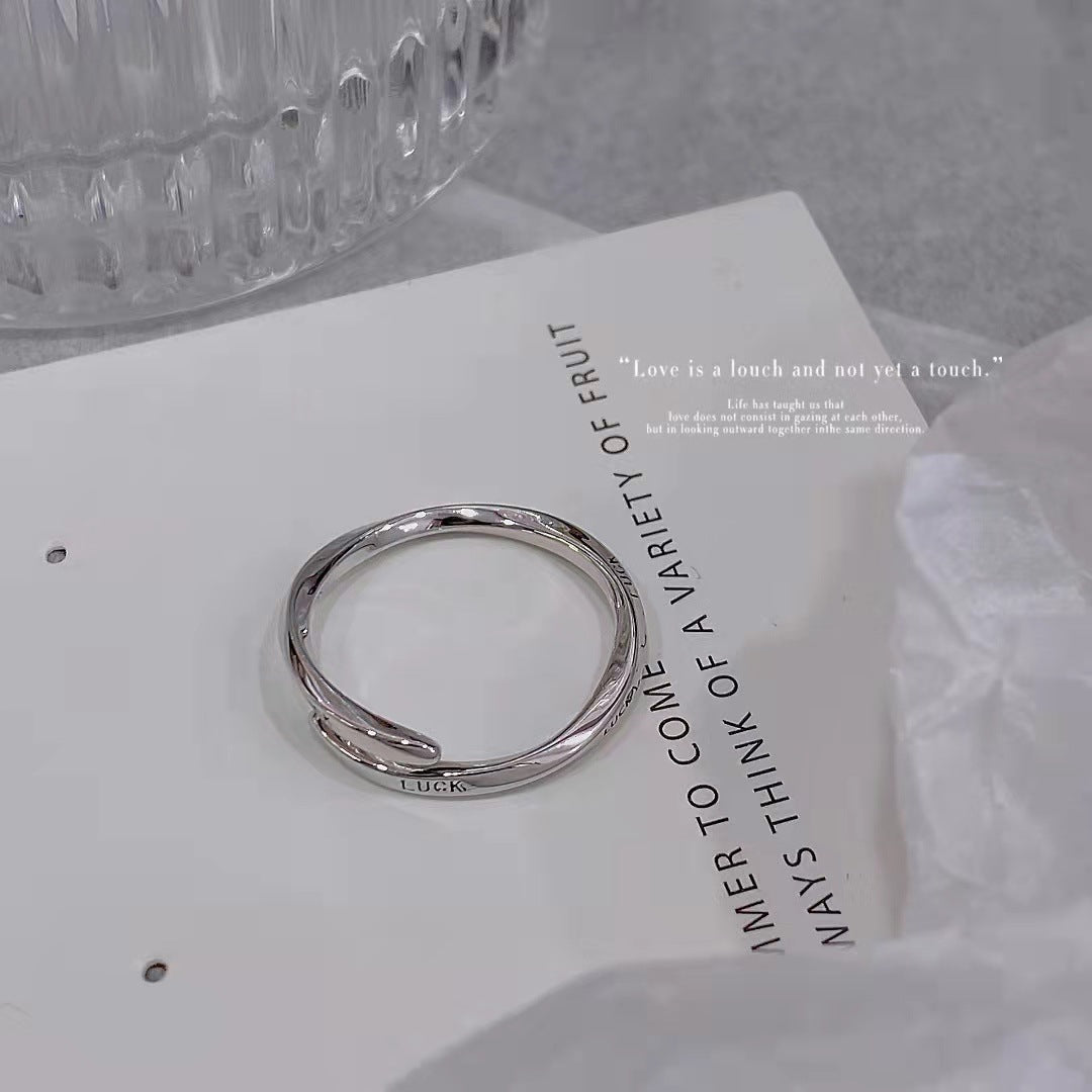 Luck Letter Mobius Silver Ring for Women