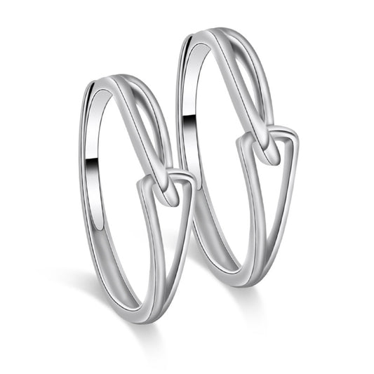 Hollow Triangle Buckle Knot Silver Couple Ring for Women