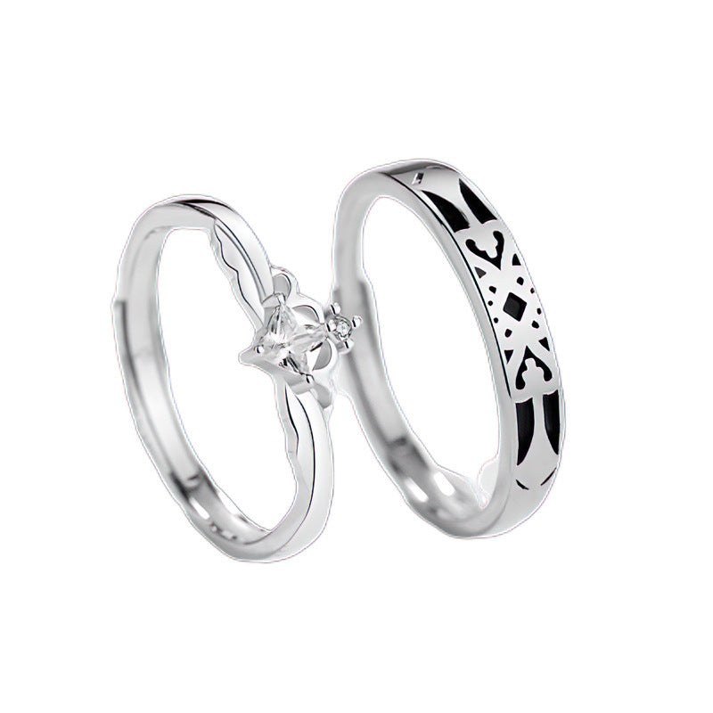 Princess and Knight Silver Couple Ring for Women