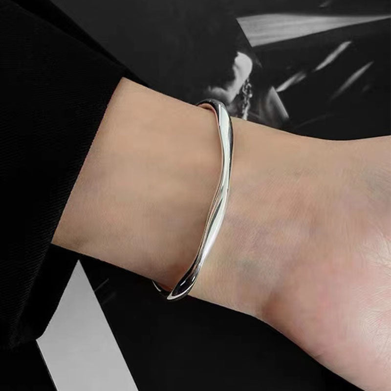 Mobius Series Simple Openning Silver Bracelet for Women