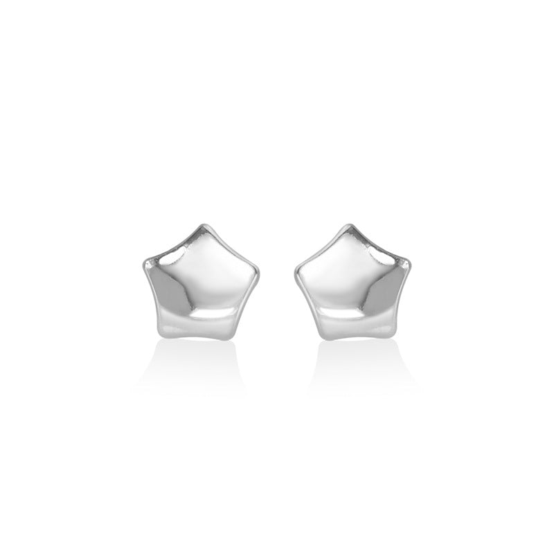Polished Little Star Silver Stud Earrings for Women
