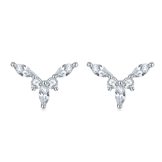 Marquise Zircon Y-shape Silver Studs Earrings for Women