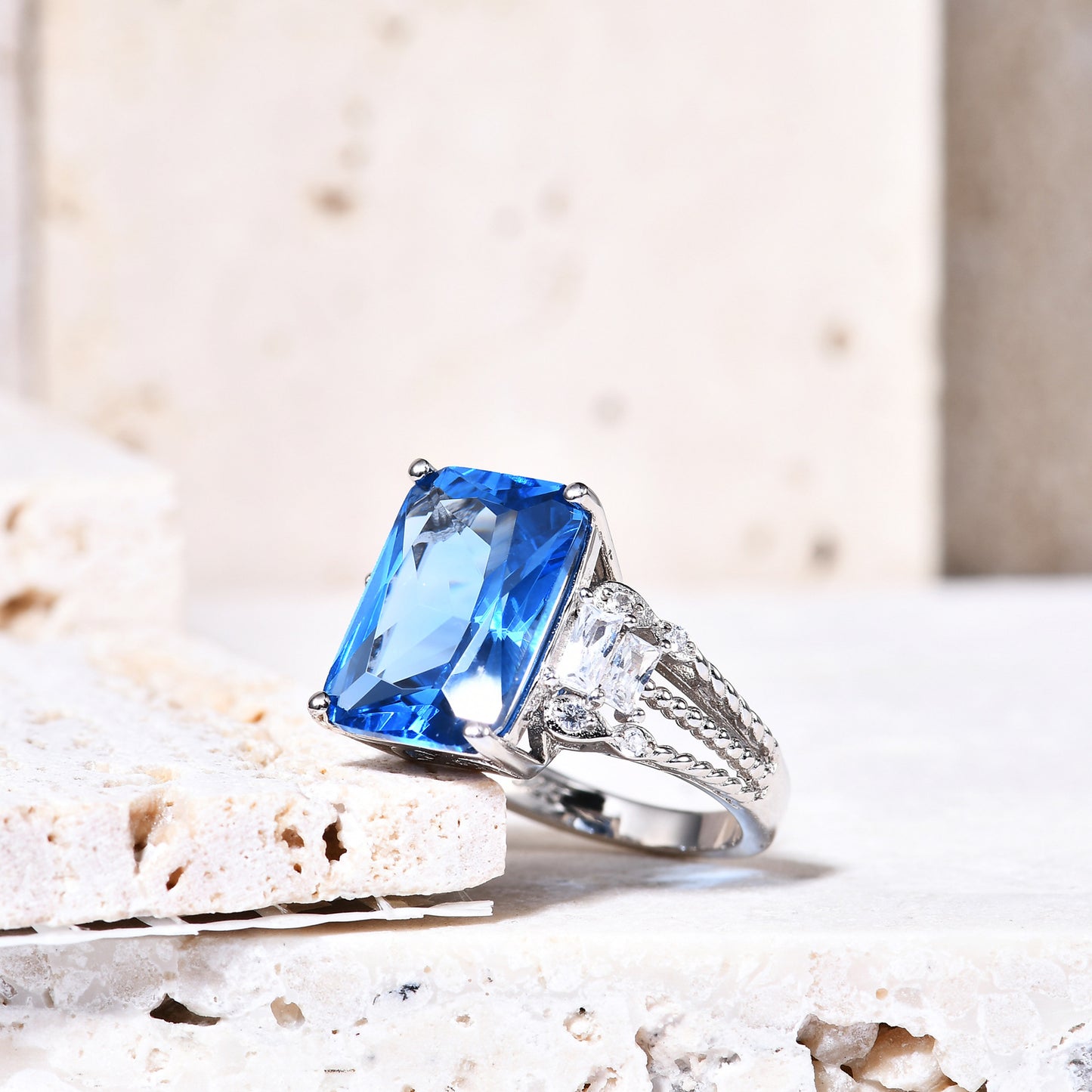 S925 Silver Blue Sapphire Style Ring for Women