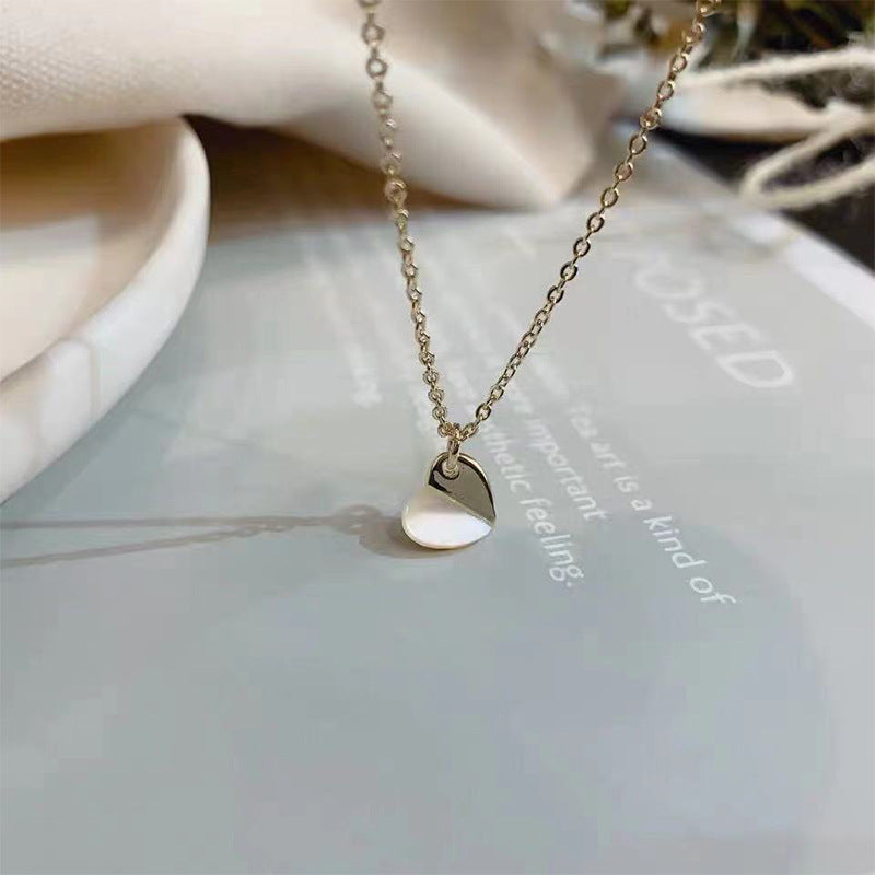 Gold Colour Heart Shape Solitaire Pendants 925 Silver Collarbone Necklace for Women