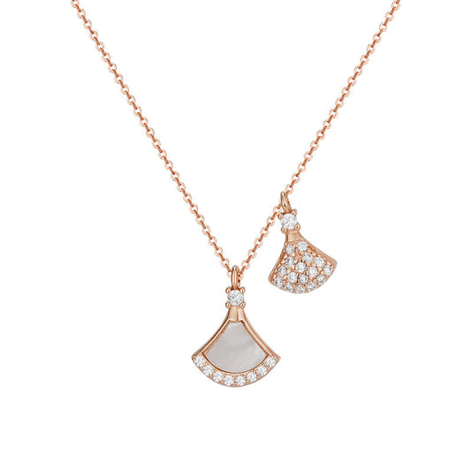 Double Small Skirt with Zircon Pendant Silver Necklace for Women