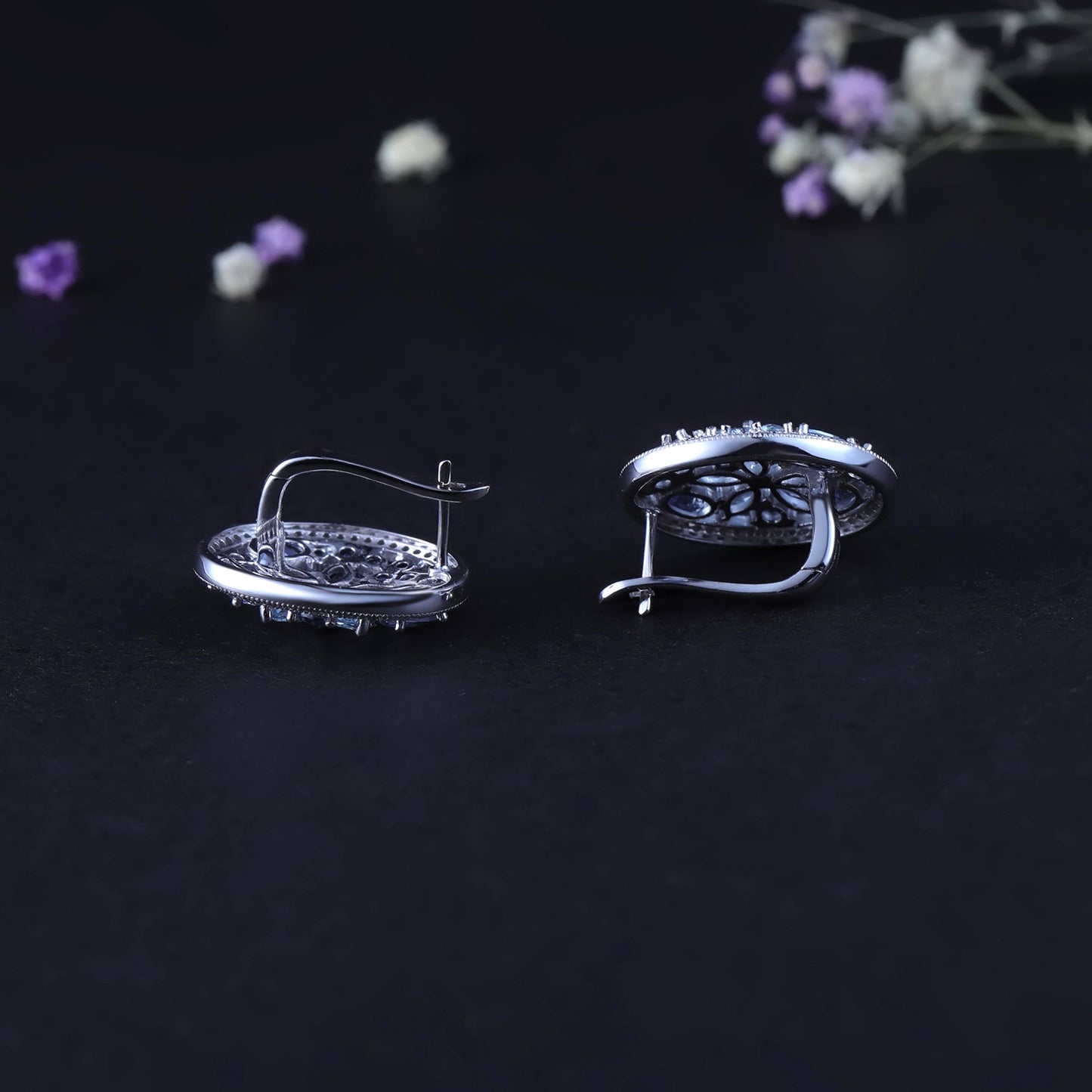 Natural Topaz Oval Shape Sterling Silver Stude Earrings for Women