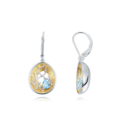 S925 Silver Inlaid Natural Topaz Drop Earrings for Women