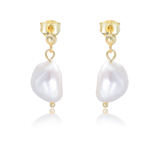 Special-shaped Baroque Pearl Silver Drop Earrings for Women