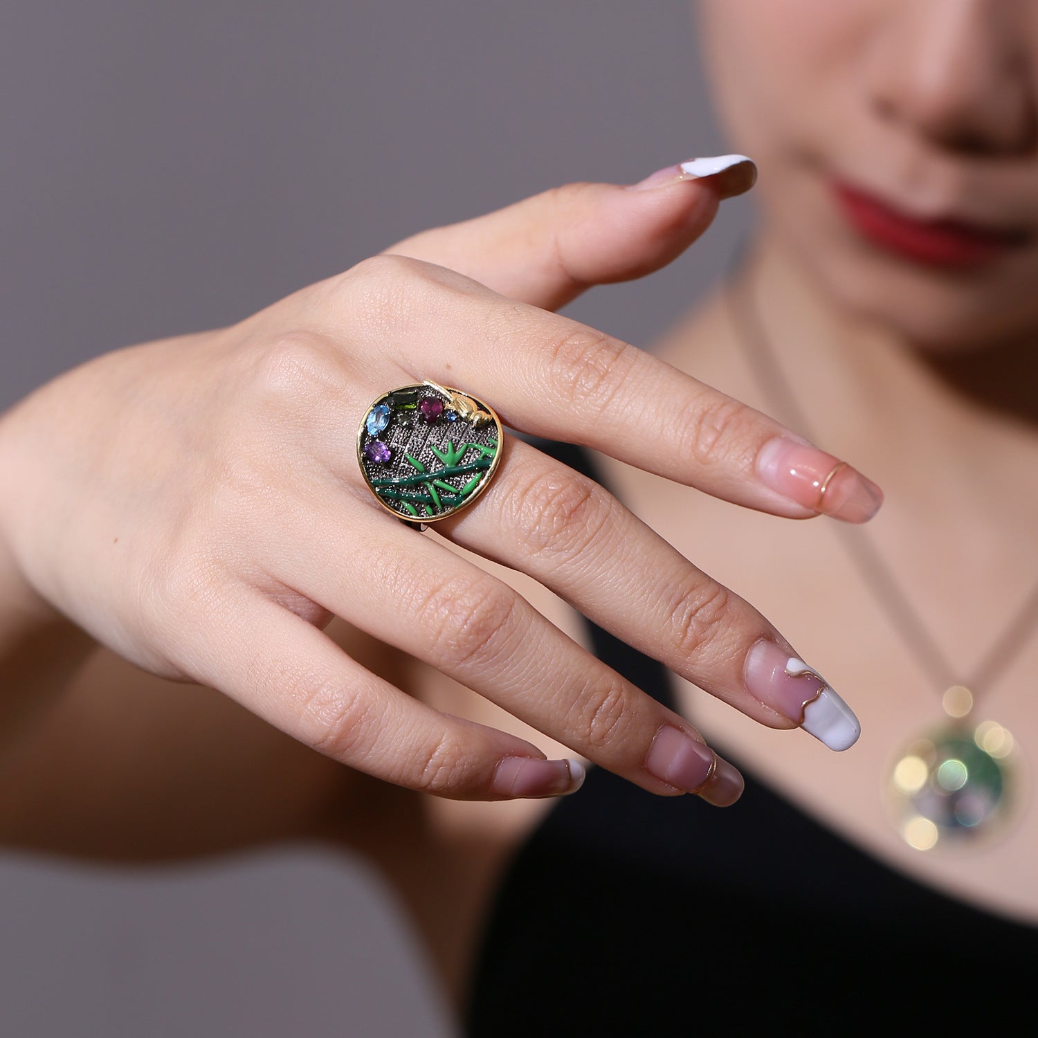 Natural Rose Garnet Ring 925 Silver Ring for Women