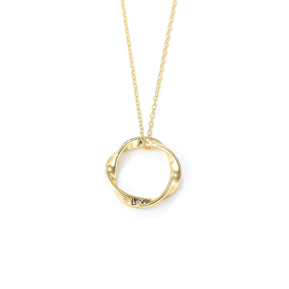 Mobius Circle Pendant Sterling Silver Necklace for Women