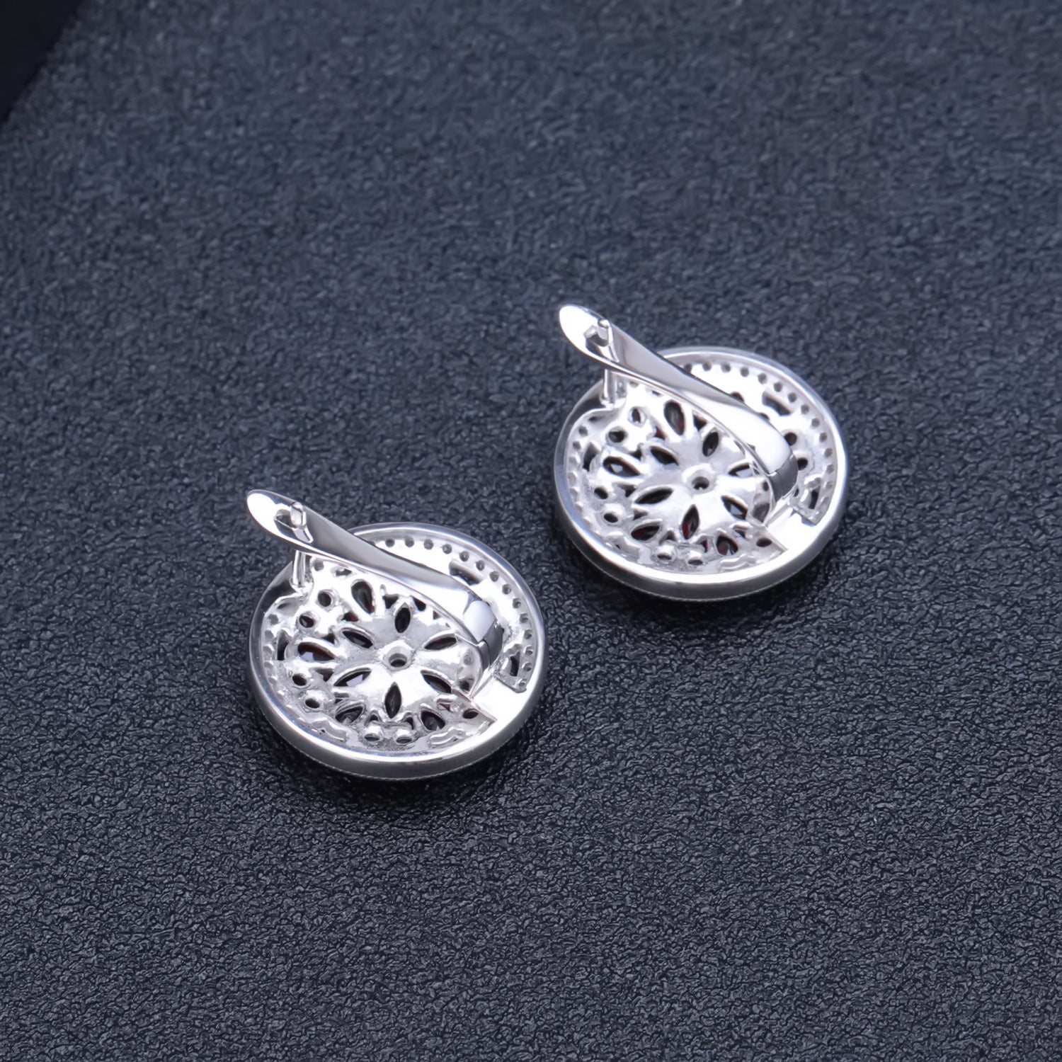 European Natural Gemstones Soleste Halo Circle Silver Studs Earrings for Women