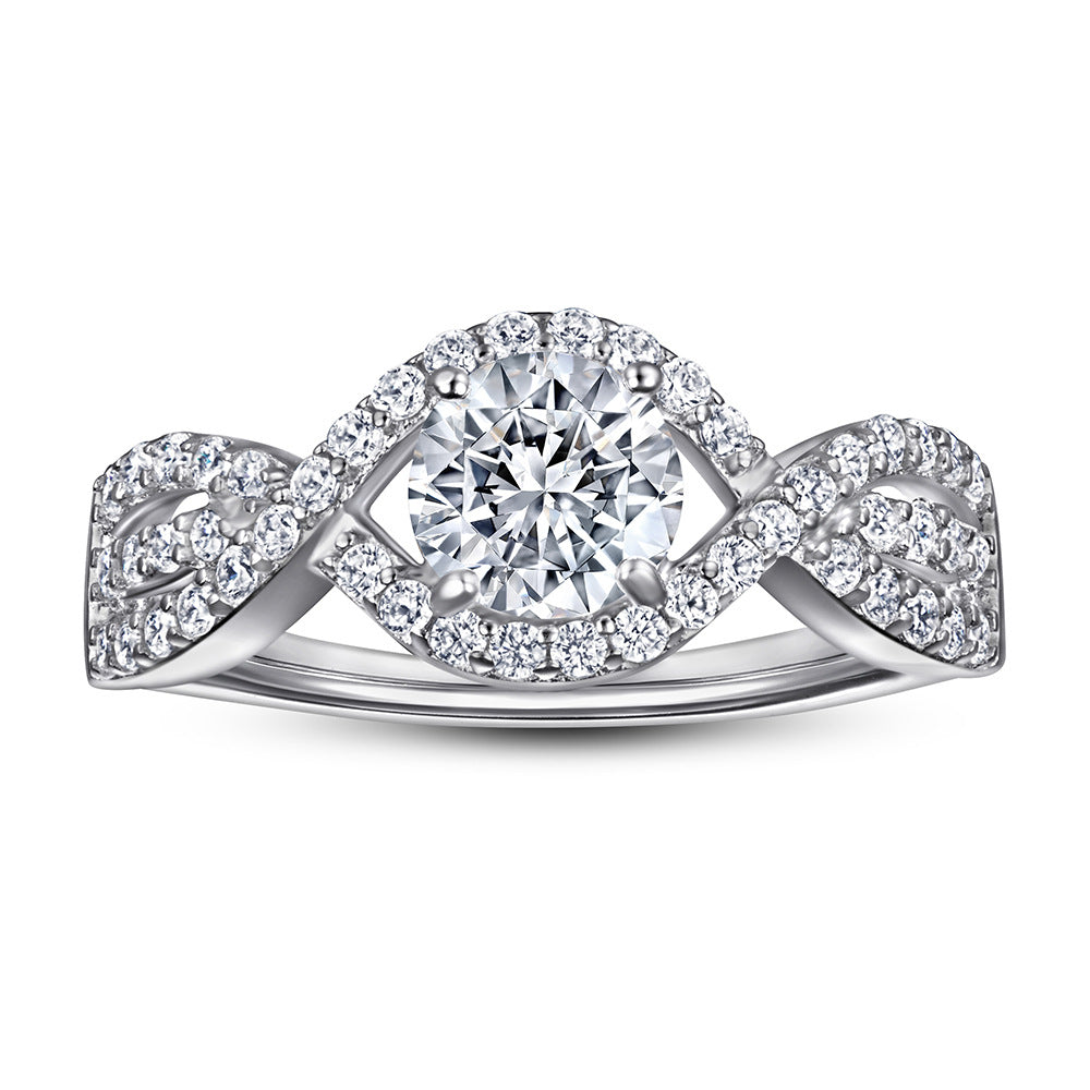 Round Zircon Eye Silver Ring