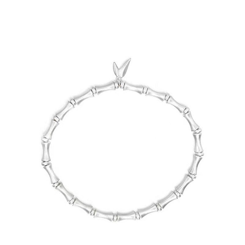 Bamboo with Leaf Silver Bracelet for Women