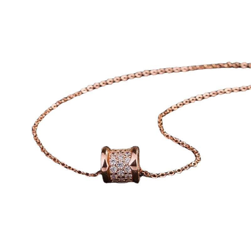 Full Zircon Circles Wheel  Pendant Silver Necklace for Women