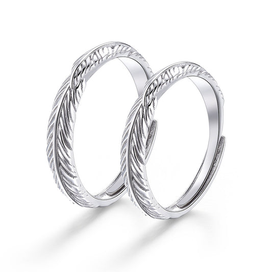 Feathers Silver Couple Ring for Women