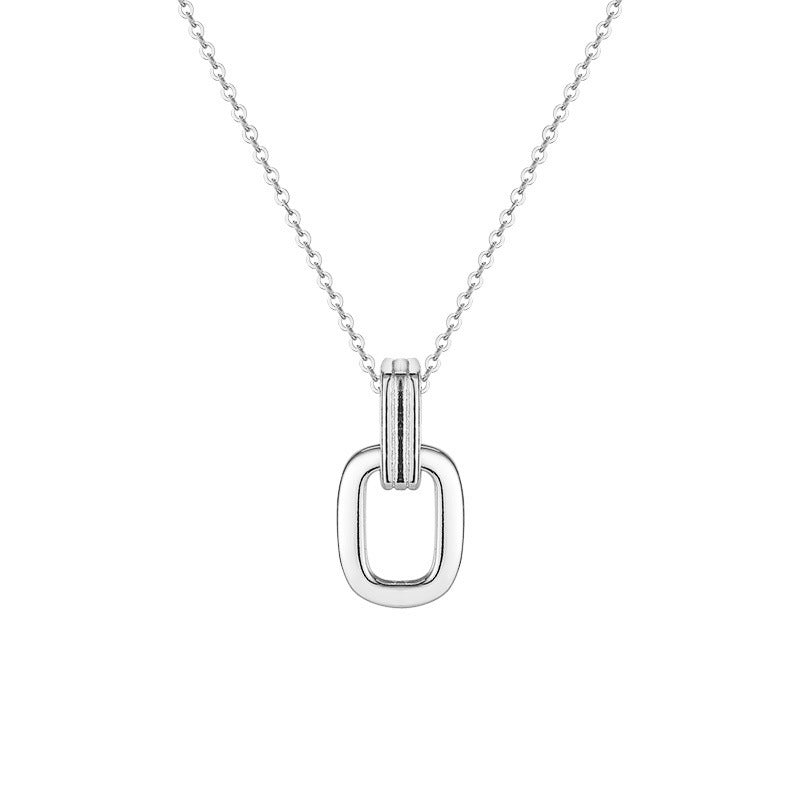 Double Rectangle Interlocking Pendant Silver Necklace for Women